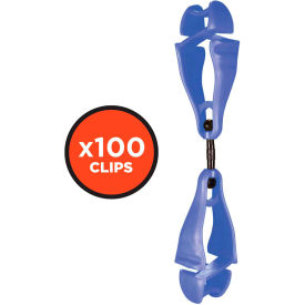 Ergodyne® 3420-BULK Squids® Swivel Glove Clip Holder Dual Clips 100-Pack Blue