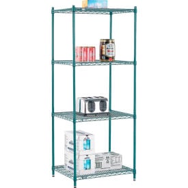 Nexel® 4 Shelf Poly-Green® Wire Shelving Unit Starter 30""W x 21""D x 74""H