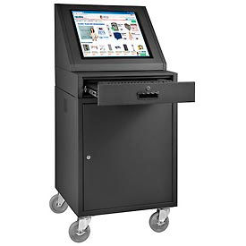Global Industrial™ Mobile LCD Console Computer Cabinet Black