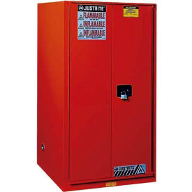 Justrite 96 Gallon 2 Door Manual Paint & Ink Cabinet 34""W x 34""D x 65""H Red
