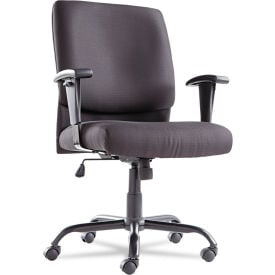 OIF Big and Tall Chair with Arms - Fabric - Mid Back - Black