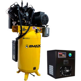 EMAX Silent Air 7.5 HP 1-Phase 80 Gallon Vertical Air Compressor w/30 CFM Dryer Bundle