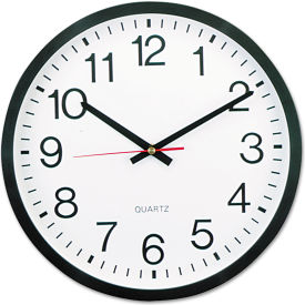 Universal® Classic Round Wall Clock 12.63"" Overall Diameter Black Case 1 AA