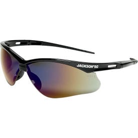 Jackson Safety SG Safety Glasses with Anti-Scratch Blue Mirror Lens and Black Frame