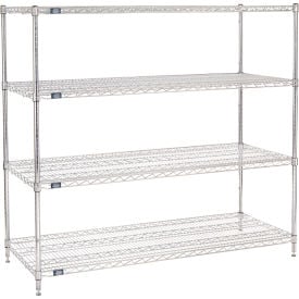 Nexel® 4 Shelf Chrome Wire Shelving Unit Starter 60""W x 24""D x 63""H