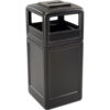 PolyTec™  Square Waste Container with Ashtray Lid Black 42-Gallon