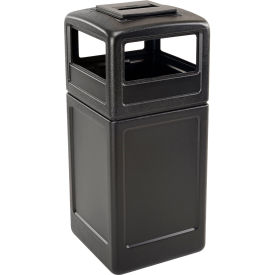 PolyTec™  Square Waste Container with Ashtray Lid Black 42-Gallon