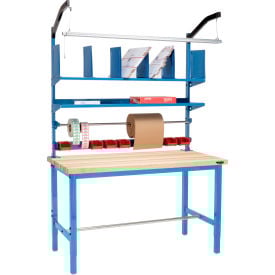 Global Industrial™ Packing Workbench W/Riser Kit Maple Butcher Block Square Edge 72""W x 36""D
