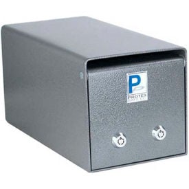 Protex Undercounter Depository Drop Box SDB-104 with Dual Lock 12""W x 6""D x 6""H Gray