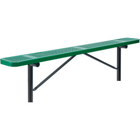 Global Industrial™ 8' Outdoor Steel Flat Bench Perforated Metal In Ground Mount Green