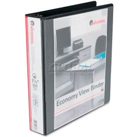 Universal® Economy D-Ring Vinyl View Binder 1-1/2"" Capacity Black