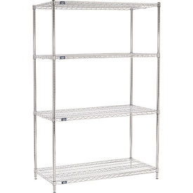 Nexel® 4 Shelf Chrome ESD Wire Shelving Unit Starter 48""W x 14""D x 63""H