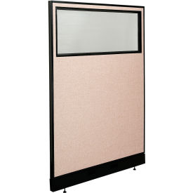Interion® Office Partition Panel with Partial Window & Raceway 48-1/4""W x 76""H Tan