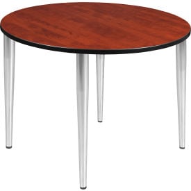 Regency Kahlo 48"" Round Multipurpose Breakroom Tapered Leg Table Cherry/ Chrome