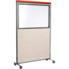 Interion® Mobile Deluxe Office Partition Panel with Partial Window 48-1/4""W x 100-1/2""H Tan