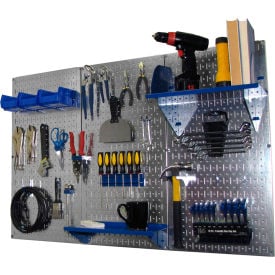 Wall Control Pegboard Standard Tool Storage Kit Galvanized Blue 48"" X 32"" X 9""