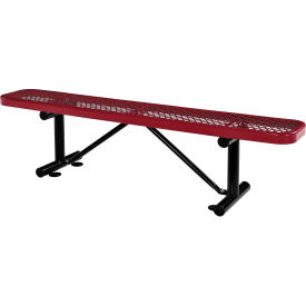 Global Industrial™ 6' Outdoor Steel Flat Bench Expanded Metal Red