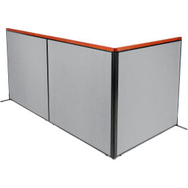 Interion® Deluxe Freestanding 3-Panel Corner Room Divider 60-1/4""W x 61-1/2""H Gray