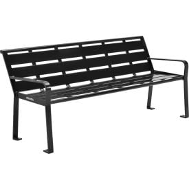 Global Industrial™ 6' Outdoor Horizontal Steel Slat Park Bench w/ Back Black