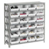Global Industrial Steel Shelving With 18 4""H Plastic Shelf Bins Ivory 36x18x39-7 Shelves