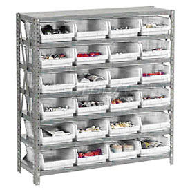 Global Industrial™ Steel Shelving With 18 4""H Plastic Shelf Bins Ivory 36x18x39-7 Shelves