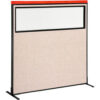 Interion® Deluxe Freestanding Office Partition Panel w/Partial Window 60-1/4""W x 61-1/2""H Tan