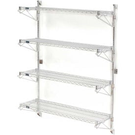 Nexel® Chrome Wall Mount Wire Shelving 36""W x 14""D x 63""H 4 - Shelf Starter
