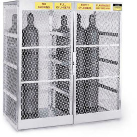 Justrite Vertical 10-20 Cylinder Aluminum Storage Cabinet 60""W x 32""D x 65""H Manual Close