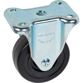 Medium Duty Rigid Plate Caster 3-1/2"" Soft Rubber Wheel 200 Lb. Capacity