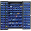 Global Industrial™ Bin Cabinet Deep Door - 144 Blue Bins 16-Gauge Assembled Cabinet 38x24x72