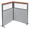 Interion® Deluxe Freestanding 2-Panel Corner Divider w/Partial Window 48-1/4""W x 61-1/2""H Gray