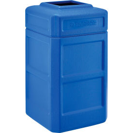Global Industrial™ Square Plastic Waste Receptacle With Flat Lid 42 Gallon Blue