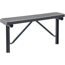 Global Industrial™ 4' Outdoor Steel Flat Bench Expanded Metal In Ground Mount Gray