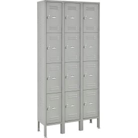 Global Industrial™ Capital® 4-Tier 12 Door Box Locker 36""W x 12""D x 78""H Gray Assembled