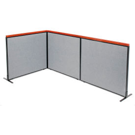 Interion® Deluxe Freestanding 3-Panel Corner Room Divider 48-1/4""W x 43-1/2""H Panels Gray