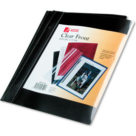 ACCO Vinyl Report Cover Prong Clip Letter 1/2"" Capacity Clear Cover/Black Back