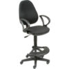 Interion® Ergo Work Stool - Fabric - 180° Footrest - Black