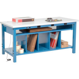 Global Industrial™ Packing Workbench W/Lower Shelf & Power ESD Square Edge 60""W x 36""D