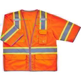 Ergodyne® GloWear® 8346Z Hi-Vis Two Tone Surveyor Vest Zipper Class 3 4XL/5XL Orange