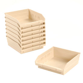 Global Industrial™ Plastic Nesting Storage Shelf Bin 11-1/8""W x 11-5/8""L x 4""H Beige