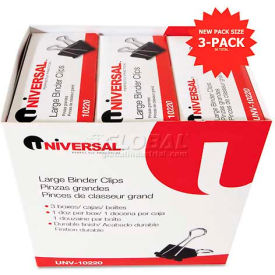 Universal® Large Binder Clips Steel Wire 1"" Capacity 2"" Wide Black/Silver 36 Each