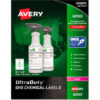 Avery® GHS Chemical Waterproof & UV Resistent Labels Laser 3-1/2"" x 5"" 200/Box