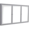 Ghent Enclosed Whiteboard 3 Door 72""W x 36""H White Porcelain w/Silver Frame