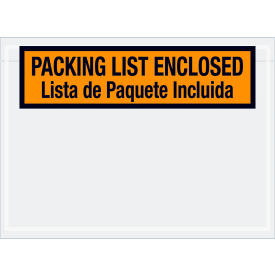Bilingual Envelopes ""Packing List Enclosed"" Print 7-1/2""L x 5-1/2""W Orange 1000/Pack