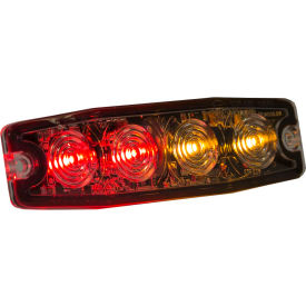 Buyers 4.4"" Amber/Red Surface Mount Ultra-Thin Strobe Light - 4 LED - 8892246