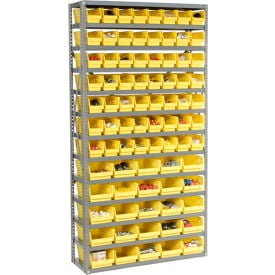 Global Industrial™ Steel Shelving - Total 81 4""H Plastic Shelf Bins Yellow 36x12x72-13 Shelves