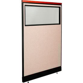 Interion® Deluxe Office Partition Panel w/Partial Window & Raceway 48-1/4""W x 101-1/2""H Tan