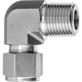 316 SS Double-Ferrule Instrumentation Ftg -90 Degree Elbow Adapter for 3/8"" Tube OD x 3/8"" MNPT