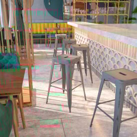 Flash Furniture 30""H Backless Silver Gray Metal Barstool