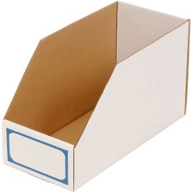 Foldable Corrugated Shelf Bin 7-3/4""W x 17-1/2""L x 10""H White